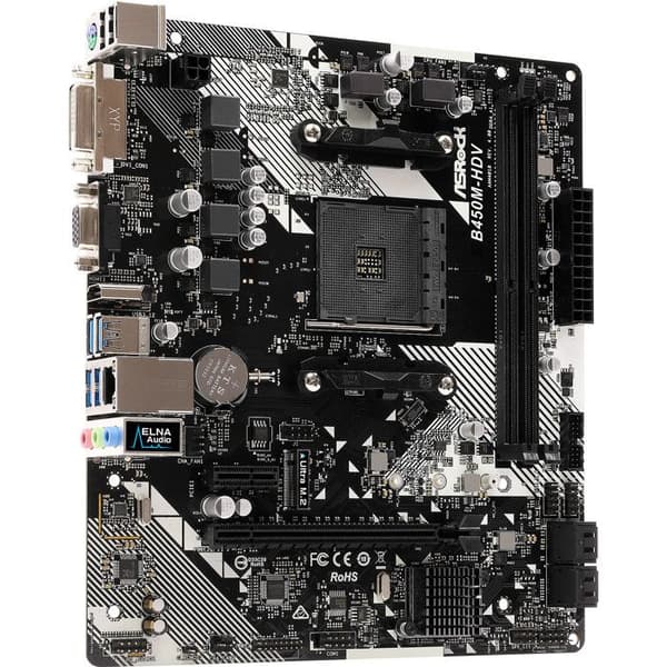 Moderkort - ASRock - B450M-HDV R4.0 - Socket AM4 - Micro ATX - 32 GB RAM max