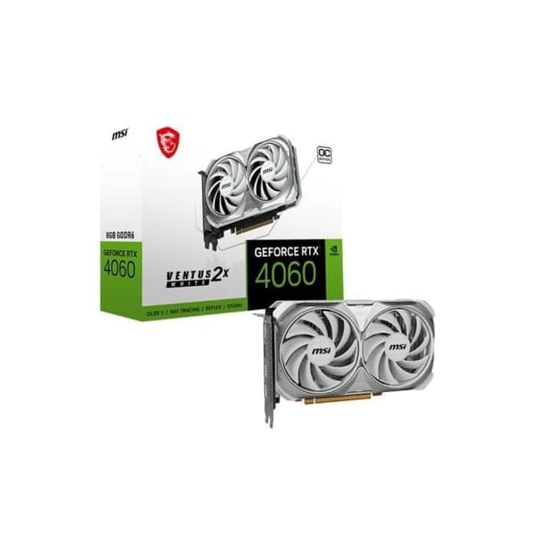 Grafikkort - MSI - RTX 4060 VENTUS 2X WHITE - 8 Go - DLSS3 - 3x DisplayPort, 1x HDMI