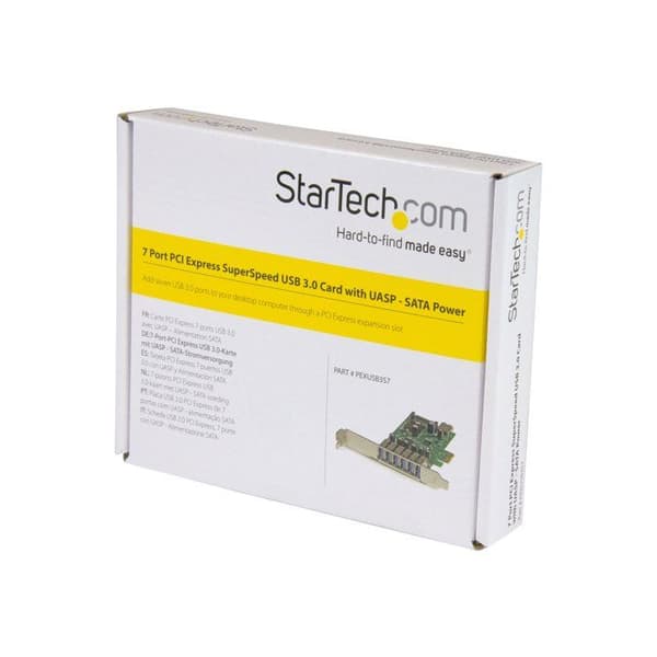 StarTech.com 7-portars USB 3.0 PCI Express-kontrollkort - 6 externa 1 internt - SATA-driven (PEXUSB3S7) Grön, Metallisk
