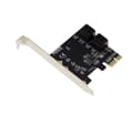 Miniatyrbild 3 av 3: 4-portars styrkort för SATA-enhet över PCI Express PCIe x1-port med AHCI- och UEFI-stöd. ASM1064 chipset