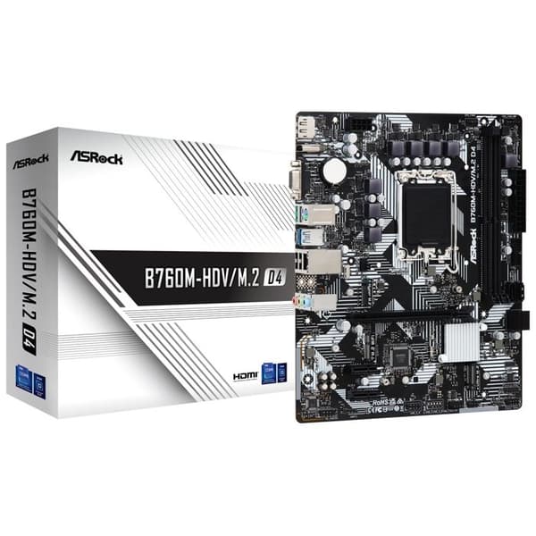 Moderkort - ASRock - B760M-HDV - Micro ATX - DDR4 - Socket LGA 1700