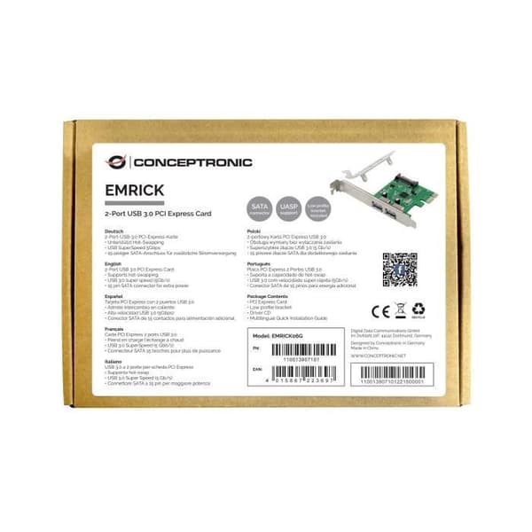 CONCEPTRONIC EMRICK06G INTERN USB 3 GRÄNSSNITTSKORT OCH ADAPTER.