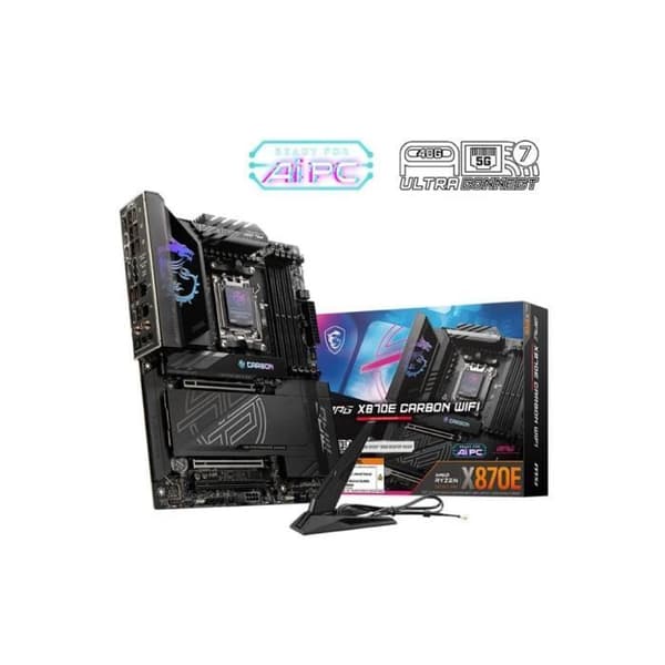 Moderkort - MSI - MPG X870E CARBON WIFI - Wi-Fi 7, 5G LAN, USB 40 Gb/s, RGB LED, extra PCIe