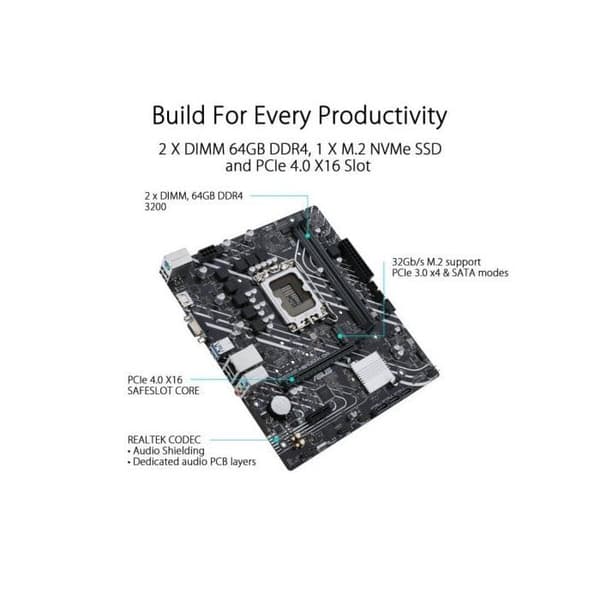 Moderkort - Asus - Prime H610M-K - Micro ATX - DDR4 - HDMI, USB 3.2 Gen 1