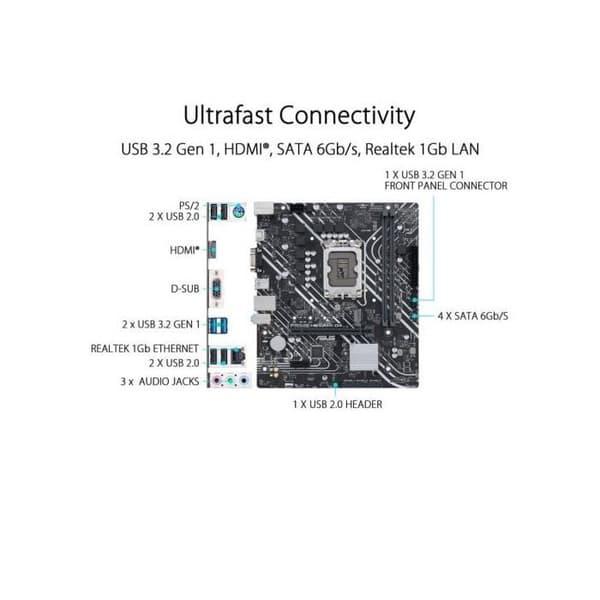 Moderkort - Asus - Prime H610M-K - Micro ATX - DDR4 - HDMI, USB 3.2 Gen 1