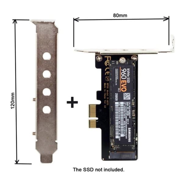 Chenyang - CY-SA-008 - M.2 NGFF NVME AHCI M-Key SSD till PCIe 3.0 X1 PCI Express-adapterkort med fäste 8cm/12cm