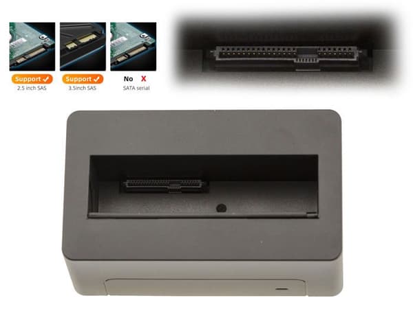 Dockningsstation för SAS-disk, USB3.0 5G-länk, 12V 2A strömförsörjning. Stöd 18TB - USB Serial Attached SCSI SAS HDD Dock