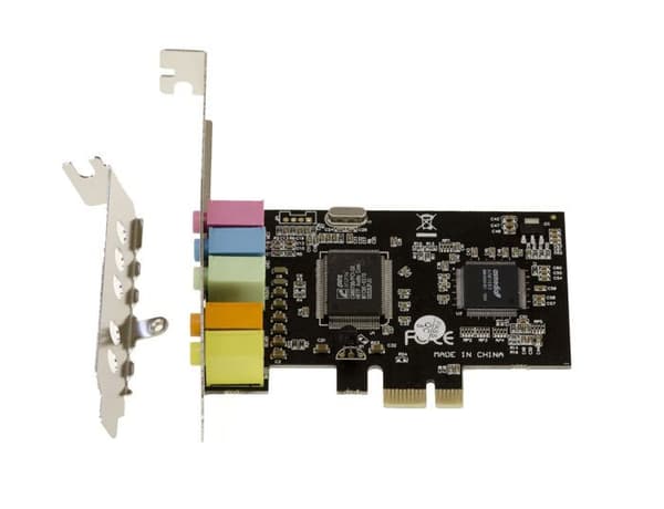 LJUDkort på PCI EXPRESS 5.1 CHANNELS-port med CMedia CMI8738/PCI-SX och ASM1083 Chipset - PCIe x1, HIGH och LOW PROFILE