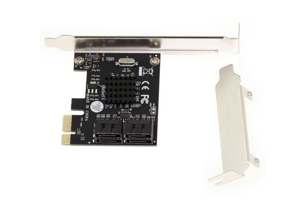 4-portars PCI Express PCIe Controller Card för SATA 3 6G hårddiskar med Marvell 88SE9215 Chipset. Hög- och lågprofilfästen