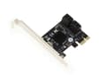 Miniatyrbild 1 av 2: 4-portars PCI Express PCIe Controller Card för SATA 3 6G hårddiskar med Marvell 88SE9215 Chipset. Hög- och lågprofilfästen