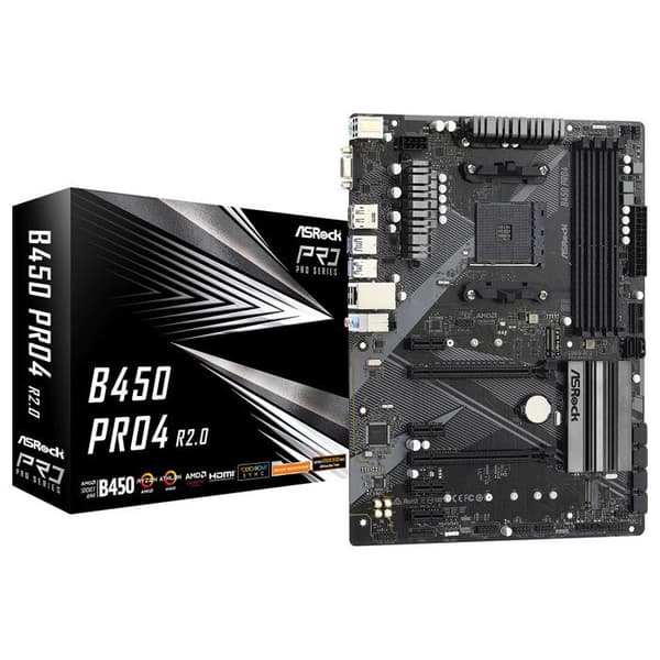 B450 PRO4 R2.0 ATX AM4 4 DDR4 TU Svart