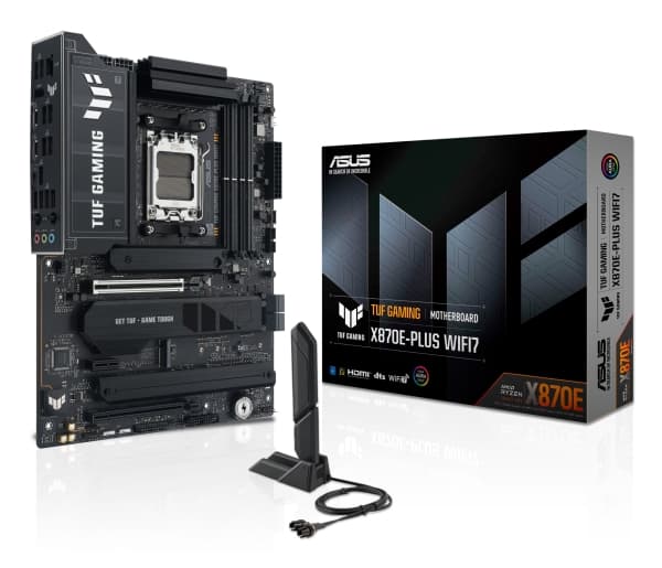 ASUS TUF GAMING X870E-PLUS WIFI7, AMD, Socket AM5, AMD Ryzen 7000 Series, AMD Ryzen 8000 Series, AMD Ryzen 9000 Series, Socket AM5, DDR5-SDRAM, 256 G