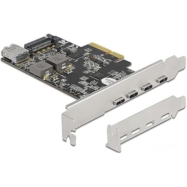 PCI Express-kort - DELOCK - 4 USB Type-C-portar + 1 USB Type-A - USB 3.2 Gen 2 - PCI Express x4 - Svart