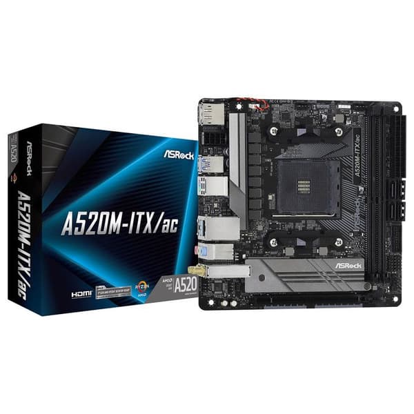 Moderkort - ASROCK - A520M-ITX/ac - ITX-format - Sockel AM4 - DDR4 SDRAM