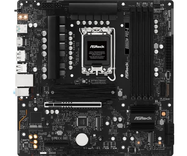 ASRock B860M Pro-A - Emolevy - micro ATX - LGA1851-asennuspaikka - B860-piirisarja - USB-C 3.2 Gen 2x2, USB-C 3.2 Gen 1, USB 3.2 Gen 1 - 2.5 Gigabit