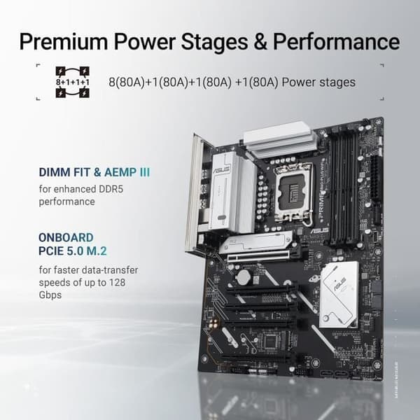 Moderkort - ASUS - PRIME B860-PLUS WIFI - DDR5 - PCIe 5.0 - 2 M.2 platser