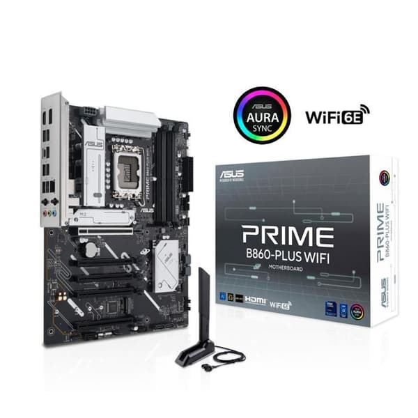 Moderkort - ASUS - PRIME B860-PLUS WIFI - DDR5 - PCIe 5.0 - 2 M.2 platser