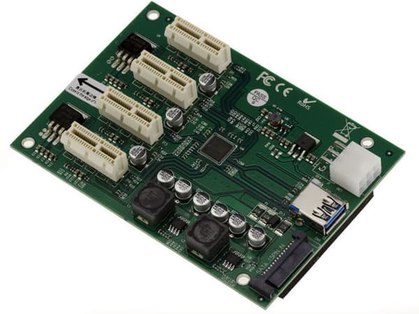 Expansionsplatta för att konvertera en PCI Express x1-port till 4 PCIe x1-portar med ASM1184e Chipset