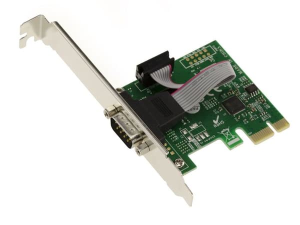 PCI Express PCIe Seriell RS232 1-portskort med ASIX AX99100 Chipset. Möjliga LÅG- och HÖGPROFIL-fästen