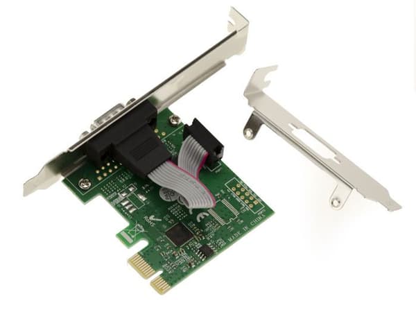 PCI Express PCIe Seriell RS232 1-portskort med ASIX AX99100 Chipset. Möjliga LÅG- och HÖGPROFIL-fästen
