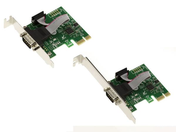PCI Express PCIe Seriell RS232 1-portskort med ASIX AX99100 Chipset. Möjliga LÅG- och HÖGPROFIL-fästen