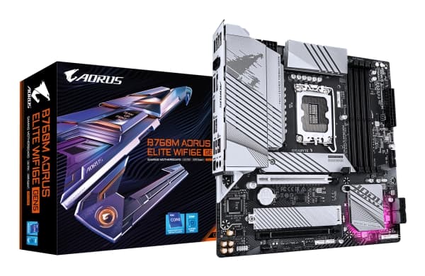 GIGABYTE B760M AORUS ELITE WIFI6E GEN5, Intel, LGA 1700, Intel® Celeron®, Intel Core i3 12. generasjon, Intel Core i3 13. generasjon, Intel Core i3 1