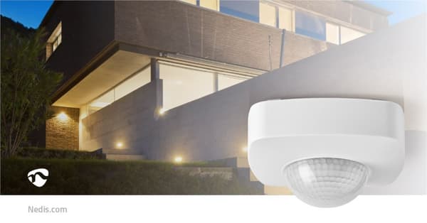 Nedis Bevegelsessensor | Innendørs og Utendørs | 3-Wire | Type F (CEE 7/7) | 360 ° | 5 - 300 W | 300 W | 1200 W | 3 - 2000 Lux | Sensorteknologi: PIR