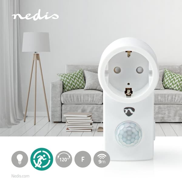 Nedis Liiketunnistin | Sisäkäyttöinen | Type F (CEE 7/7) | Tyyppi F (CEE 7/7) | 120 ° | 5 - 300 W | 300 W | 1200 W | 3 - 2000 Lux | Anturitekniikka: P
