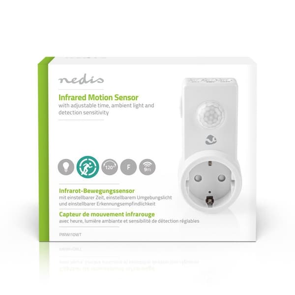 Nedis Liiketunnistin | Sisäkäyttöinen | Type F (CEE 7/7) | Tyyppi F (CEE 7/7) | 120 ° | 5 - 300 W | 300 W | 1200 W | 3 - 2000 Lux | Anturitekniikka: P