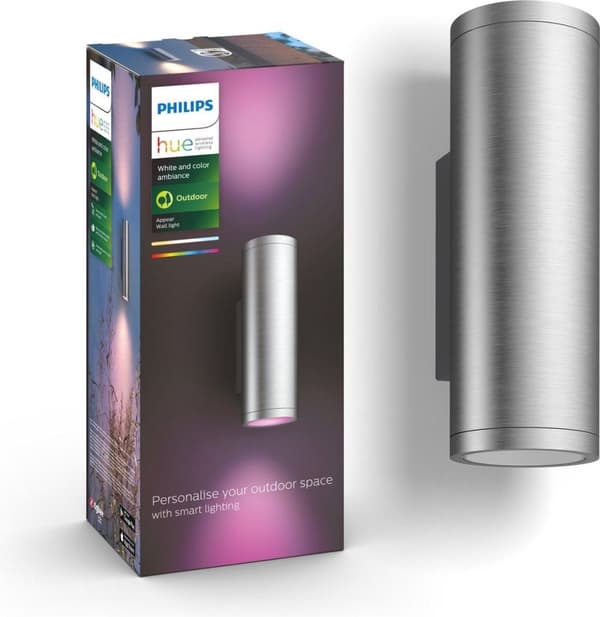 Philips Hue Appear vägglampa - vit och gefärgad ljus - roestfri stål