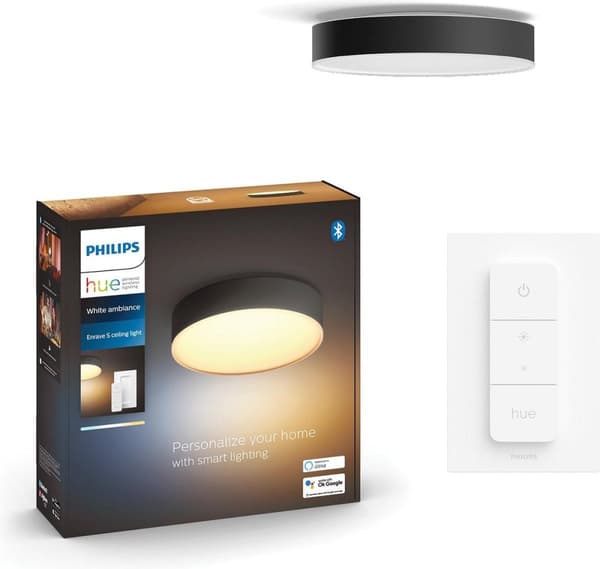 Philips Hue White Ambiance Enrave loftslampe XL sort 6500lm inkl. lysdæmper (4116130P6)