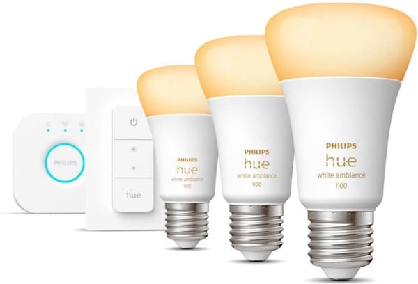 Philips Hue White Ambiance E27 Startersæt med 3 inkl. Lysdæmper 3x800lm 75W [Energiklasse F] (8719514291249)