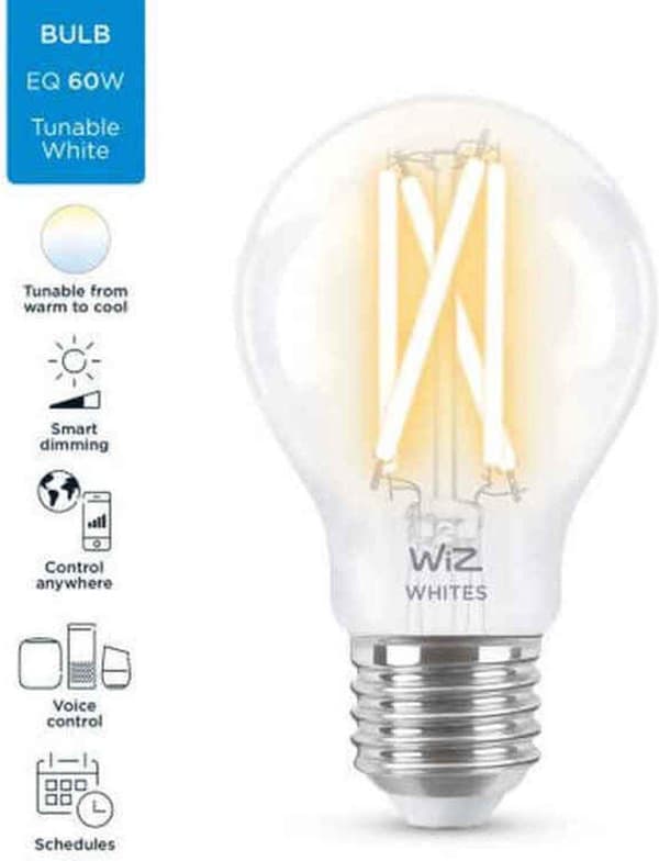 WiZ 8718699787158 Glödtråd LED-lampa E27, Typ: Smart glödlampa, Produktens färg: Transparent, Gränssnitt: Wi-Fi, AC-ingångsspänning: 220 - 240 V, AC-i