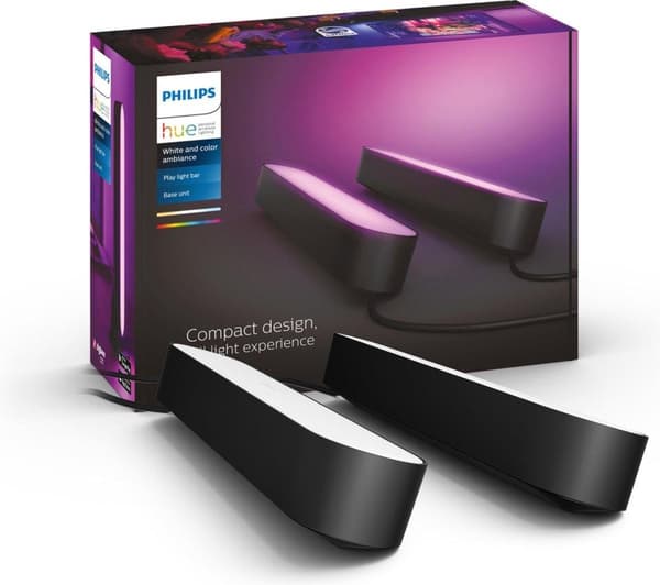 Philips Hue White and Colour Ambiance Play Lightbar Twin Pack Dimbar upp till 16 miljoner färger Styrbar via app Kompatibel med Amazon Alexa Black (87