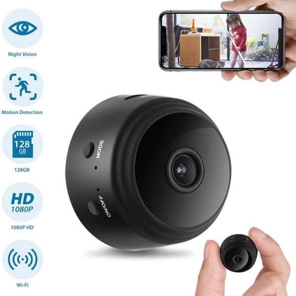 Spy Cam: Mini Overvågningskamera med WIFI og Bevægelsesdetektor (A9)