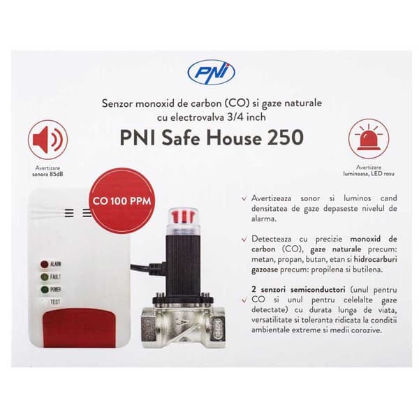 Pni Safe House 250 Gas Detektor Kit+3/4´´ Solenoid Svart