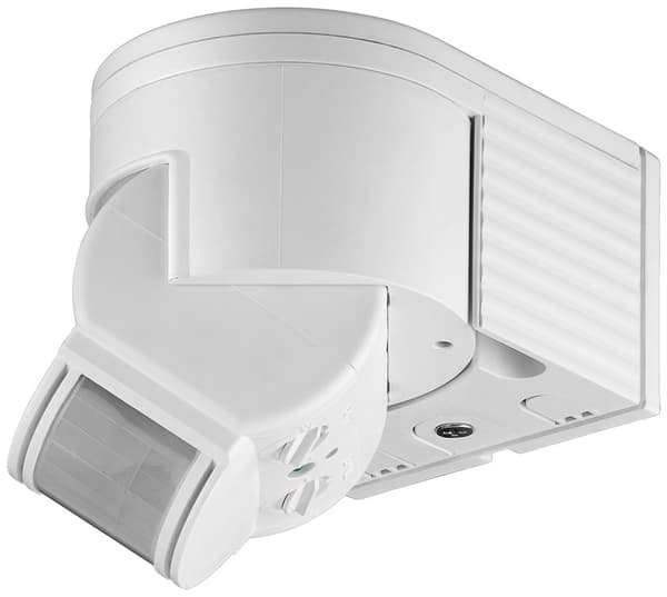 Goobay Infraröd rörelsedetektor för väggmontering, 180° detektering, 12 m räckvidd, för utomhusbruk (IP44), LED-anpassad