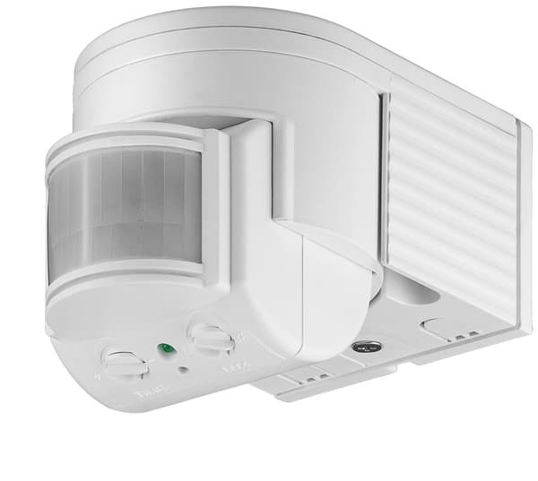 Goobay Infraröd rörelsedetektor för väggmontering, 180° detektering, 12 m räckvidd, för utomhusbruk (IP44), LED-anpassad