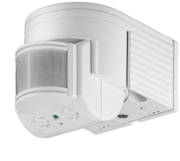 Goobay Infraröd rörelsedetektor för väggmontering, 180° detektering, 12 m räckvidd, för utomhusbruk (IP44), LED-anpassad