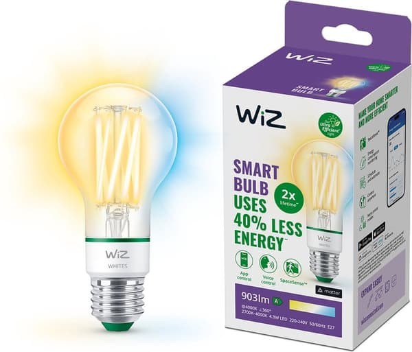 Signify WiZ White 60W E27 A60 Standard Filament klar Tunable (929003714001)