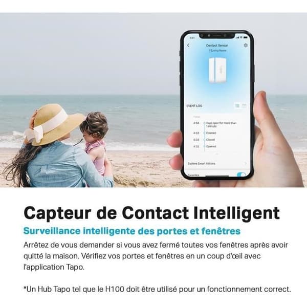Tapo Tapo T110 Smart rörelsedetektor, för fönster/dörrsäkerhet, Tapo Hub krävs