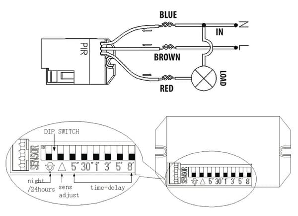 PIR-bevægelsessensor med ekstern sensor 800W 360st MCE32