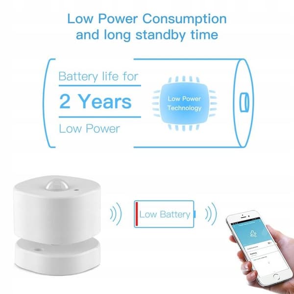 PIR-rörelseavkännare - ARHATREYA - Zigbee - Detektion 120-150° - Avstånd 3-7m