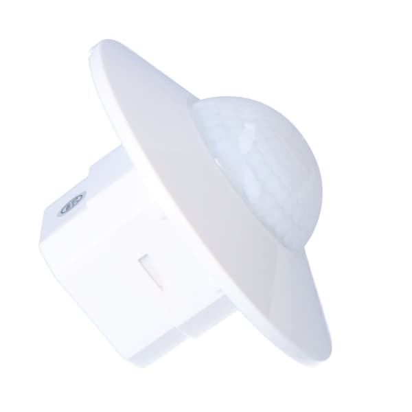 PIR-bevægelsessensor DR-08 - 360°, Un=230V AC, P=1000W, loft- og planforsænket FI60, hvid