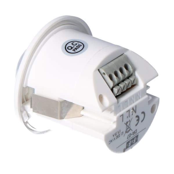 PIR-liiketunnistin DR-07 - 360°, Un=230V AC, P=300W, kattoasennus, valkoinen