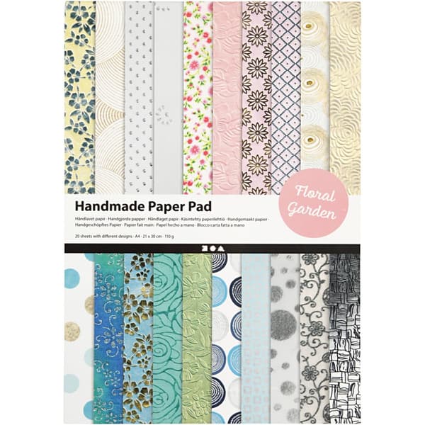 Paper Pad A4 - Blommande Trädgård - 20 ark - Handgjort papper