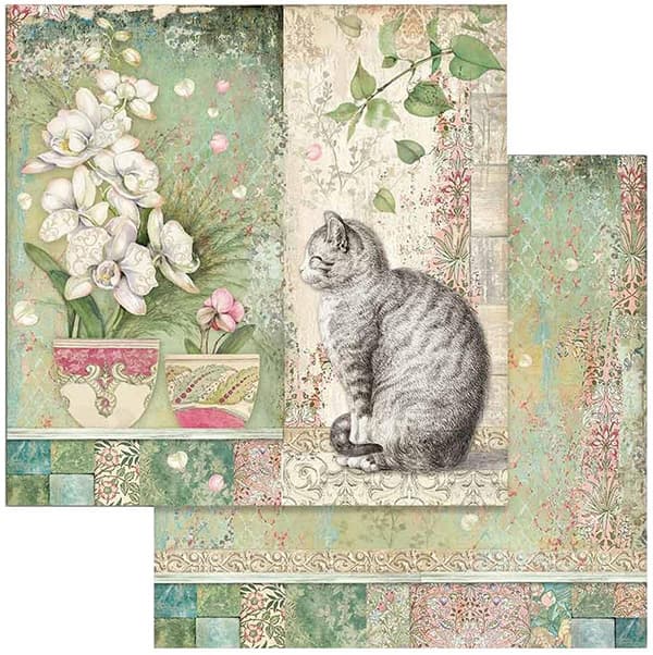 Paper Pad Stamperia - Orchids and Cats - 12x12 Tum