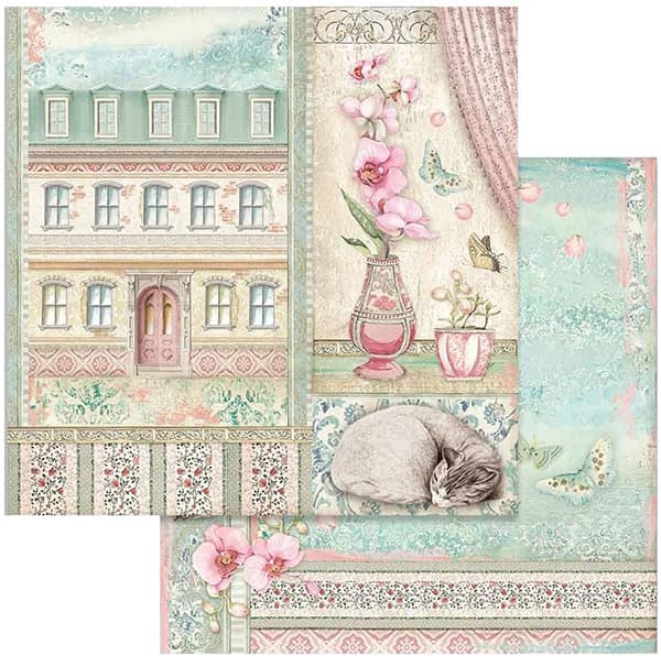 Paper Pad Stamperia - Orchids and Cats - 12x12 Tum