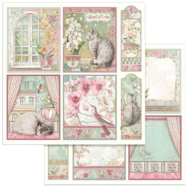 Paper Pad Stamperia - Orchids and Cats - 12x12 Tum