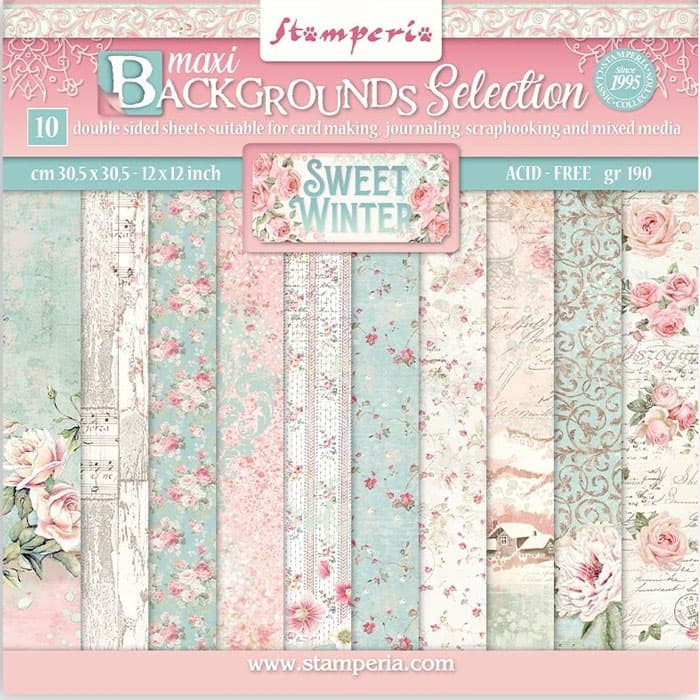 Paper Pad 12x12 Stamperia - Sweet Winter Backgrounds